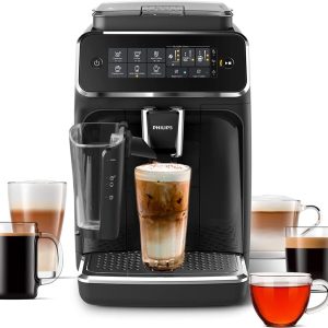 Philips 3200 Series Fully Automatic Espresso Machine - LatteGo Milk Frother & Iced Coffee. 5 Coffee Varieties. Intuitive Touch Display. Black. (EP3241/74)