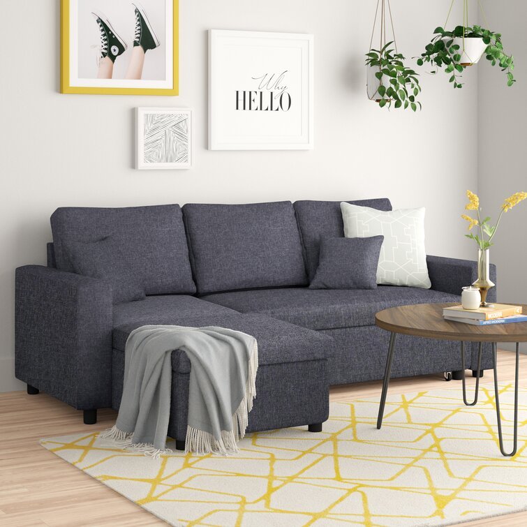 Vernita 87′′ Wide Linen Reversible Sleeper Sofa & Chaise