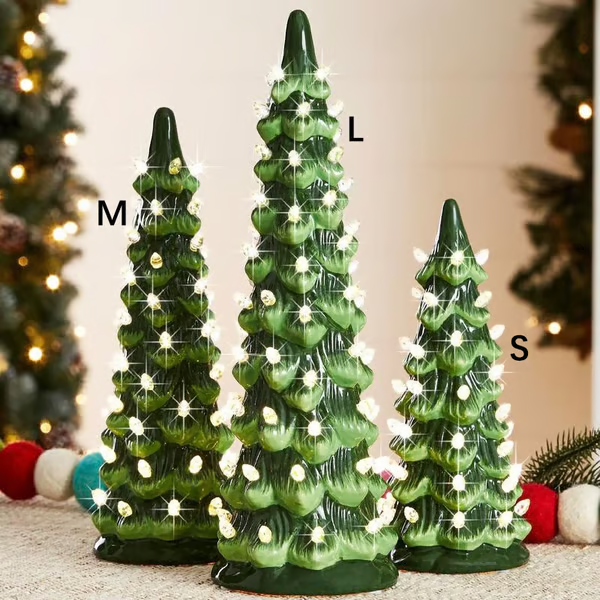 Retro Hand-Painted Tabletop Christmas Trees with Timer (⏰Limited Quantities Available)
