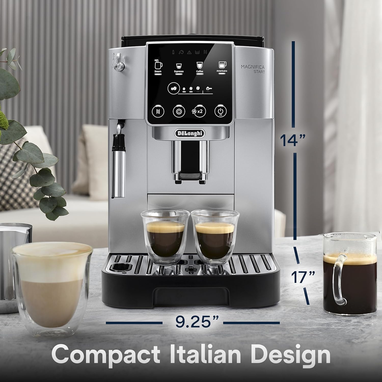 De'Longhi Magnifica Start Automatic Espresso Machine with Manual Milk Frother & Built in Grinder - 3 One-Touch Recipes. Easy-to-Clean. Home Barista Coffee Maker for Lattes. Cappuccino. Iced Coffee