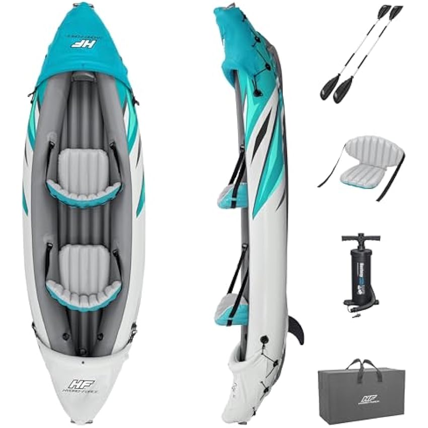 Bestway Hydro Force Inflatable Kayak Set | Includes Seat. Paddle. Hand Pump. Storage Carry Bag | Great for Adults. Kids and Families