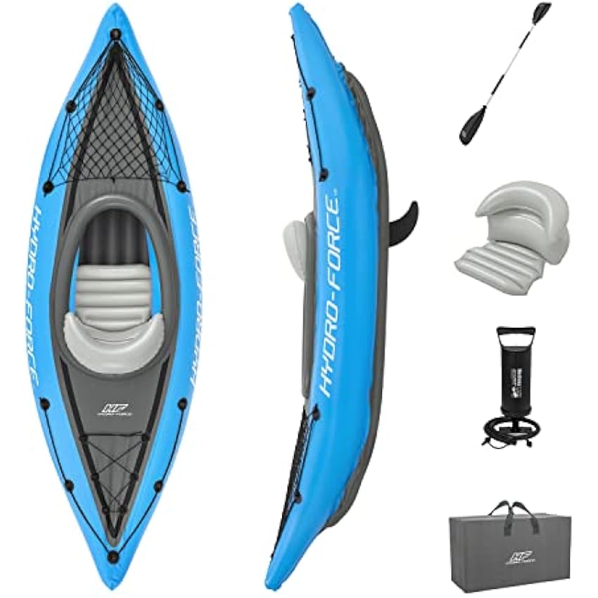 Bestway Hydro Force Inflatable Kayak Set | Includes Seat. Paddle. Hand Pump. Storage Carry Bag | Great for Adults. Kids and Families