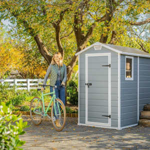 Keter Manor Outdoor Plastic Garden Storage Shed. Grey. 6 x 8 ft