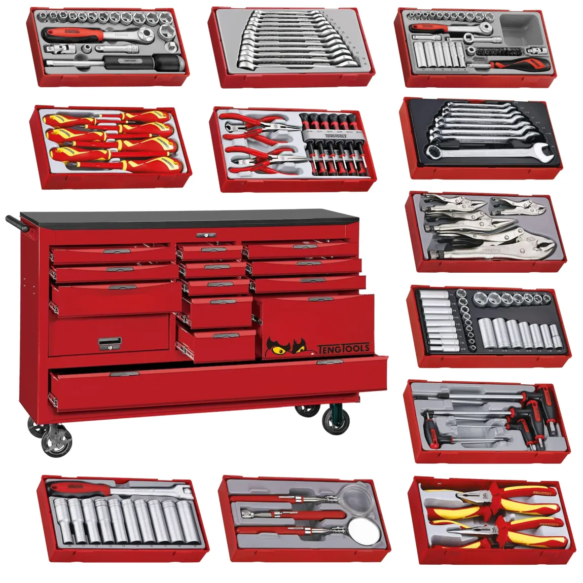 Teng Tools 1014 Piece 67 Inch Wide Roller Cabinet Tool Kit - TCMM1014MM