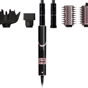 Shark Hair Dryer | FlexStyle Hair Styling System | Portable & Powerful Blow Dryer Brush | Hair Curler & Volumizer | 6 Styling Tools Included | Best for All Hair Types | Black | HD440BK